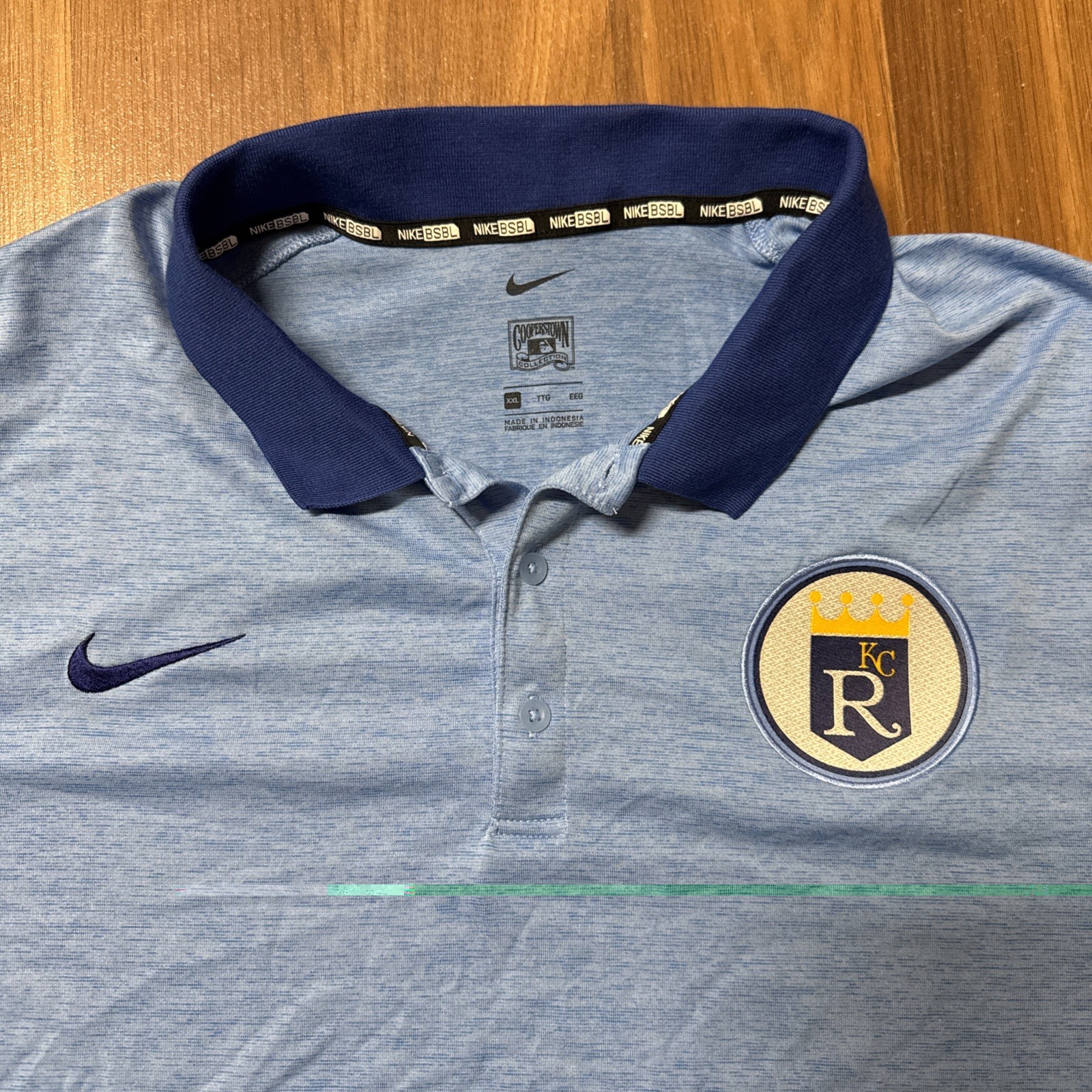 Nike Kansas City Royals Dri-fit Polo Cooperstown Collection Light Blue Size XXL