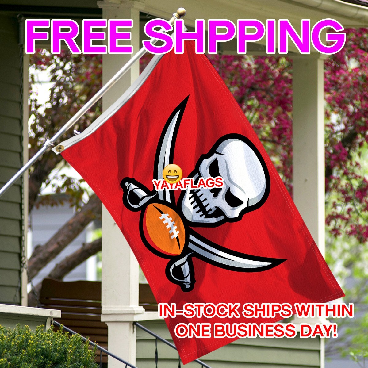 Tampa Bay Buccaneers 3X5 Foot Flag NFL Skull Logo Banner Us Seller Fast FREE Shi