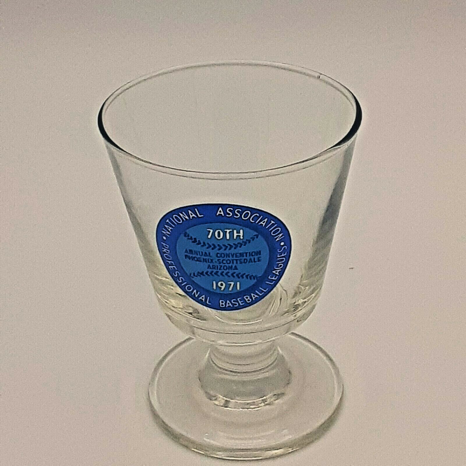 Vintage National Association Professional Baseball Leagues Pedestal Glass 1971
