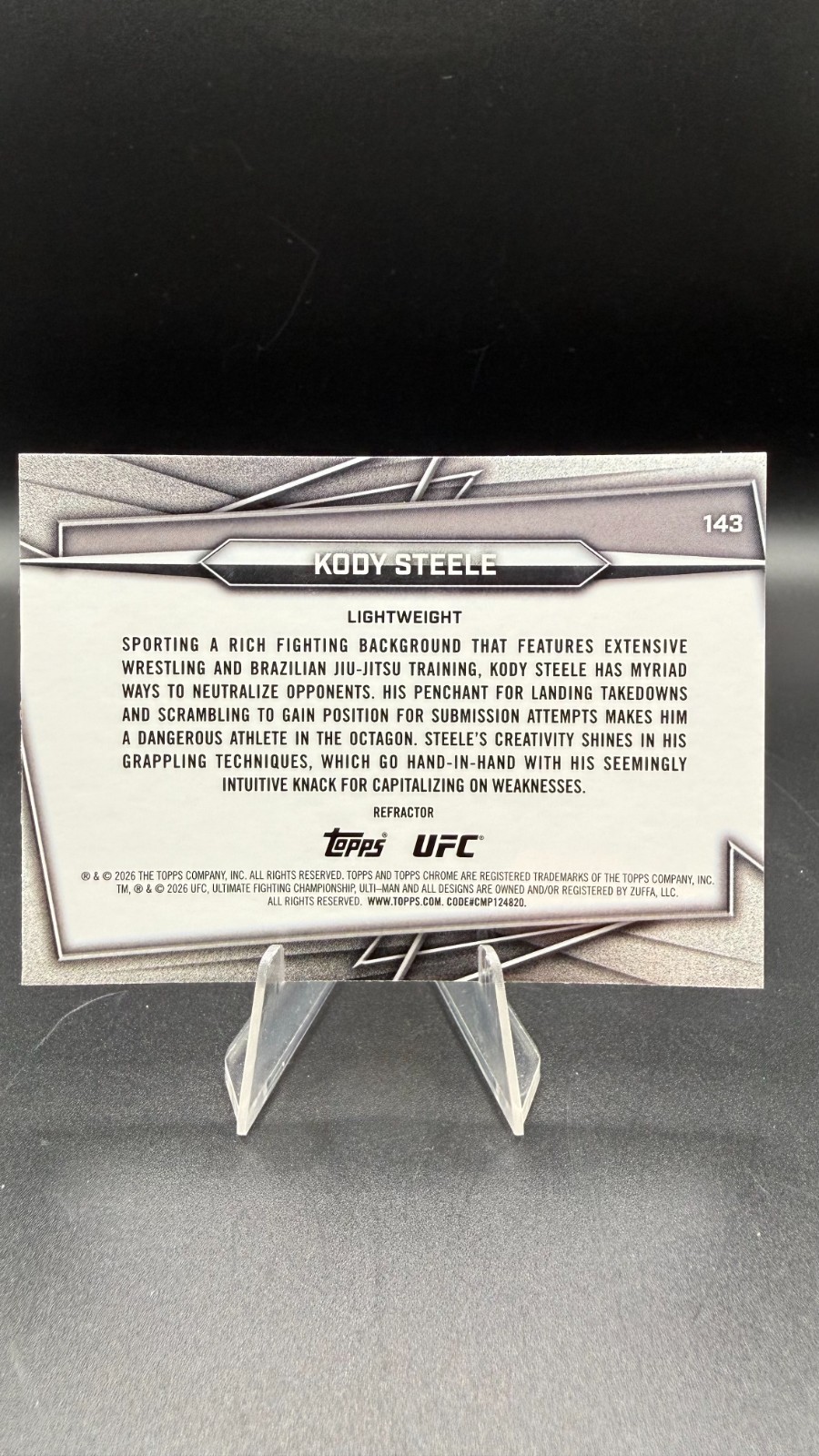2026 Topps Chrome UFC Kody Steele Refractor (RC) 143