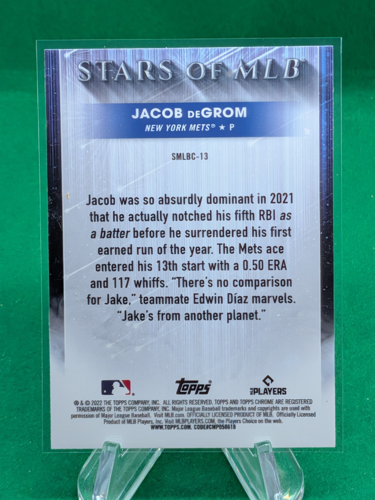 Jacob deGrom 2022 Topps Stars of MLB Chrome #SMLBC-13