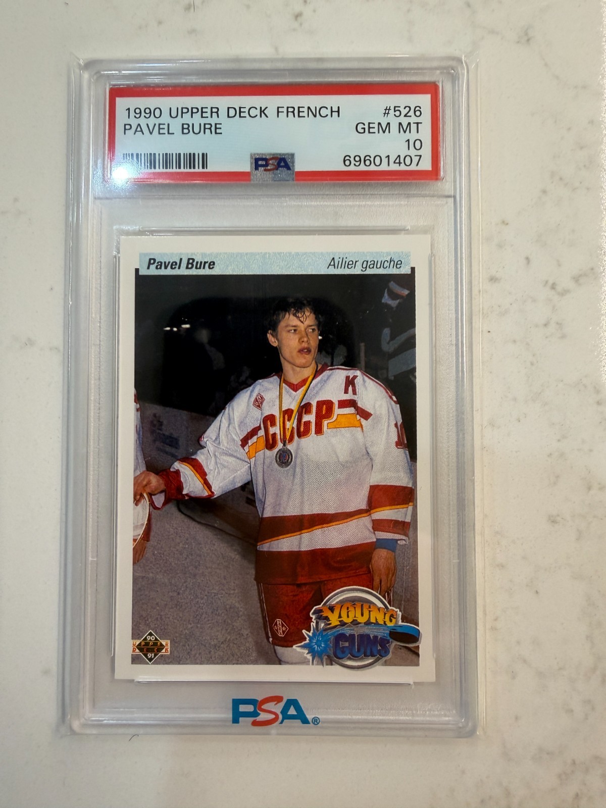 1990-91 Upper Deck FRENCH Young Guns #526 Pavel Bure RC ROOKIE PSA 10 GEM MINT