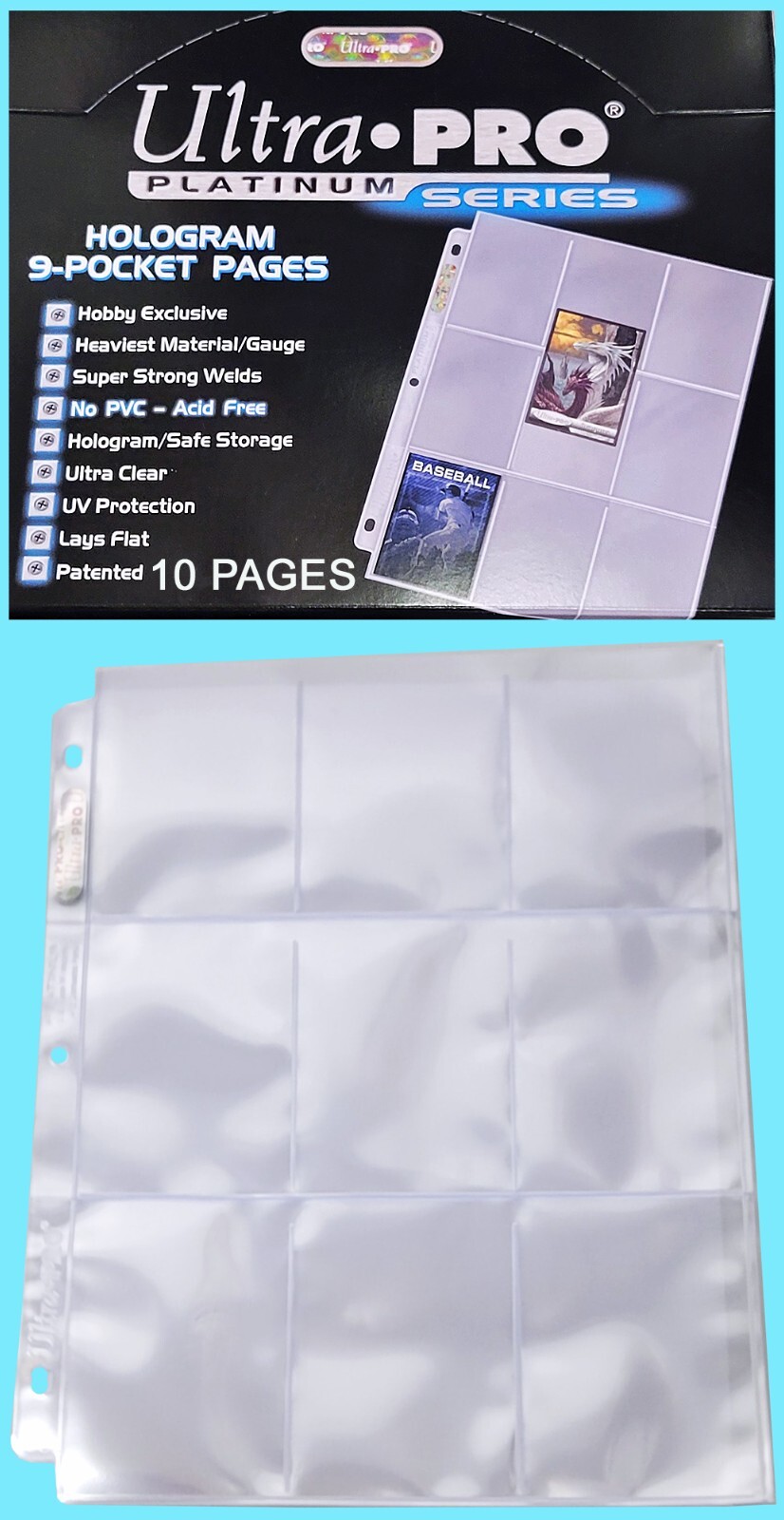 10 Ultra Pro Platinum 9-Pocket Card Pages Sheets Protectors Collectible Sports
