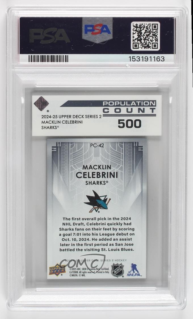 2024 Series 2 Population Count 500 /500 Macklin Celebrini #PC-42 Rookie RC 01g1