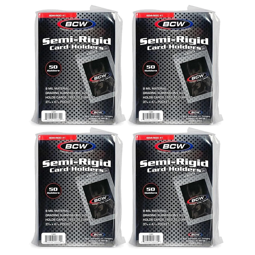 BCW Trading Card Supplies – SEMI-RIGID #1 CARD HOLDERS [4 Packs = 200 Holders]