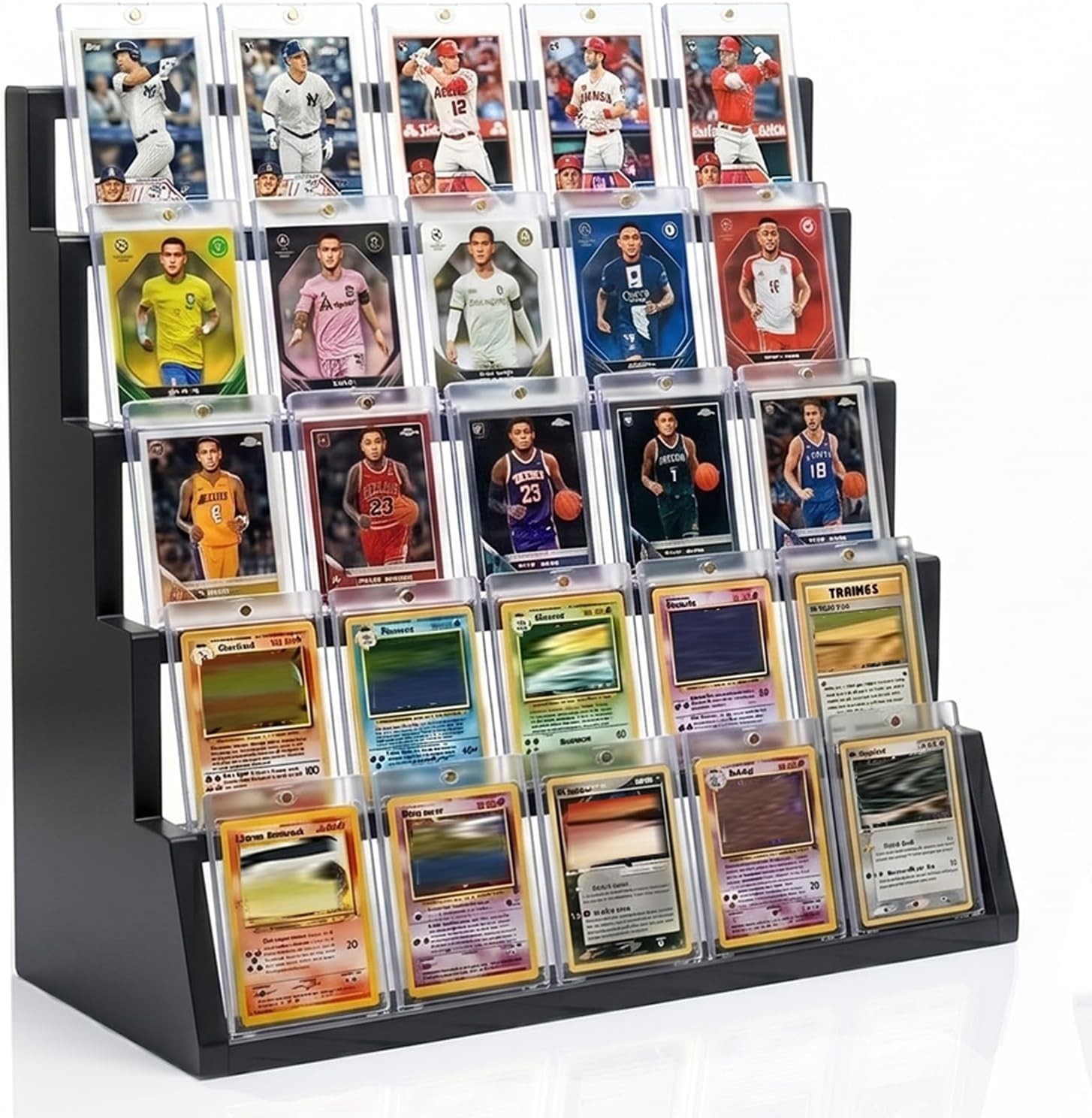 Trading Card Display Stand, 5 Tier Vertical Holder for Baseball Basketball Sport