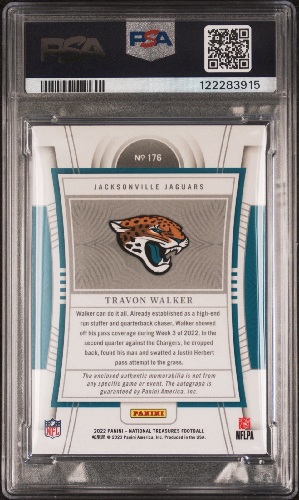 2022 National Treasures Travon Walker Stars & Stripes NFL Shield 1/1 Auto Psa 8