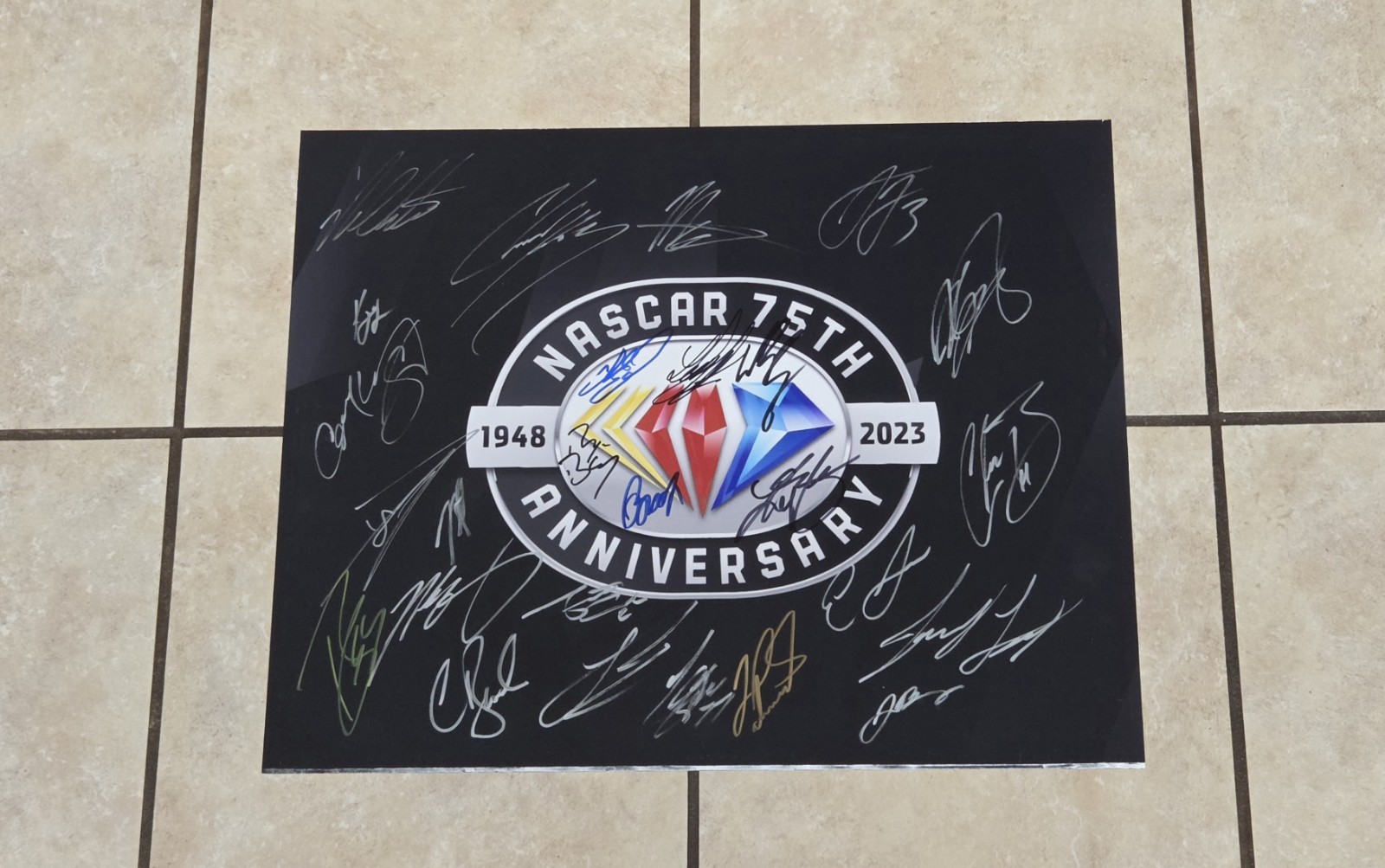 NASCAR 75th Anniversary signed 16×20 Kyle Busch, Larson, Blaney, Logano, Elliott