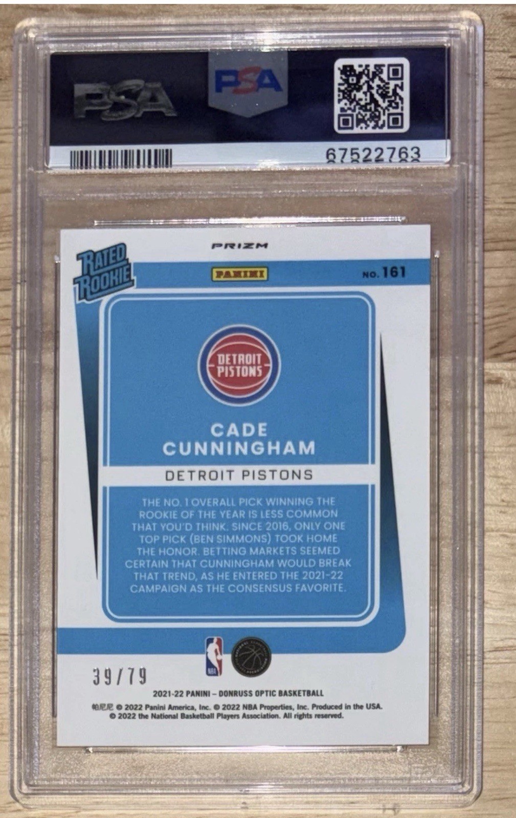 2021 Donruss Optic Rated Rookie Cade Cunningham #161 Pink Velo /79 (RC)