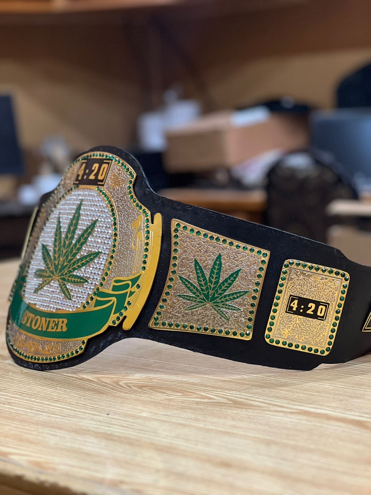 New Stoner 4:20 Wrestling Championship Belt 2mm Brass 420 Smoker Belt Adult Size