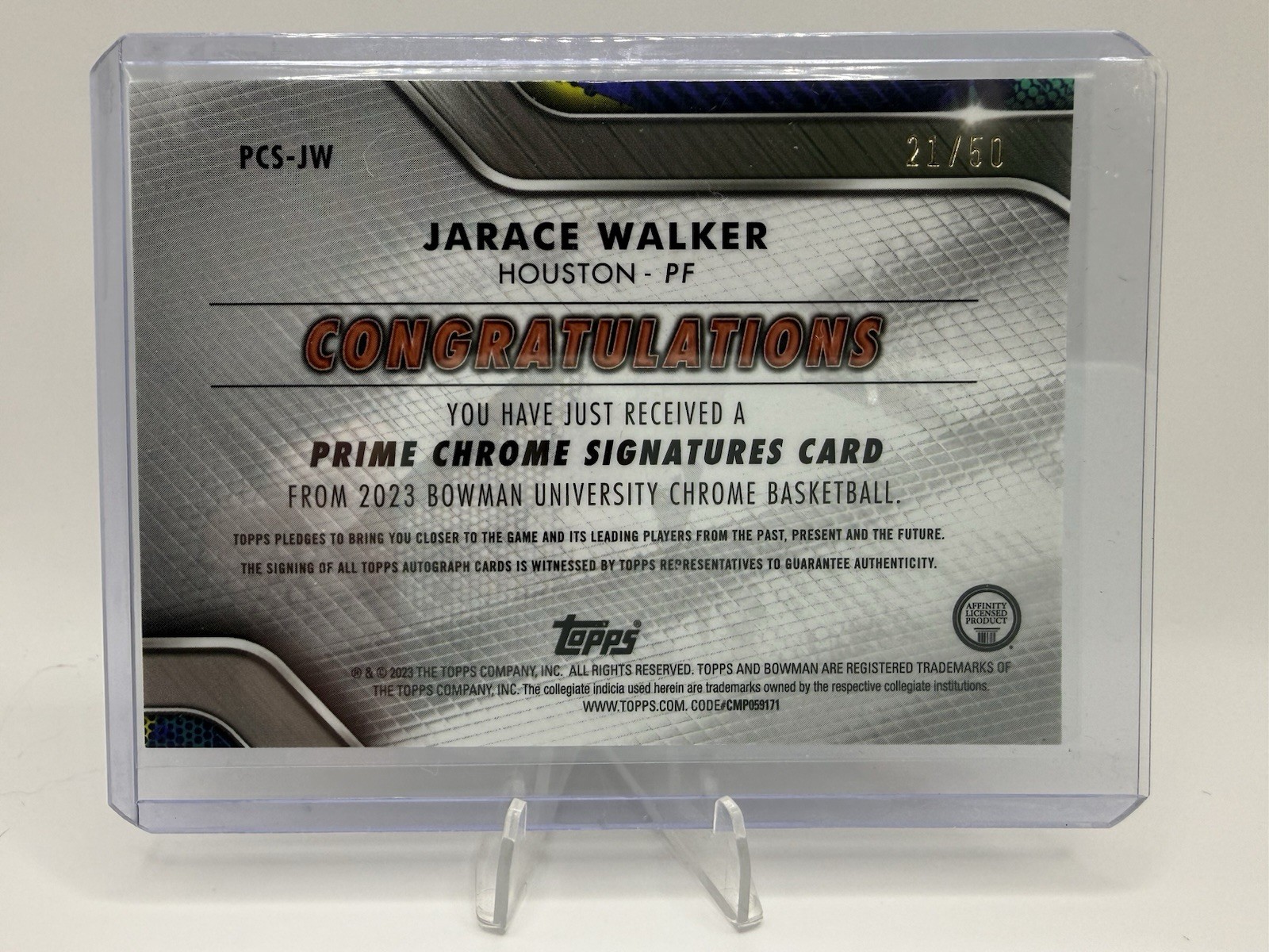 2022-23 Bowman U Chrome – Jarace Walker Prime Signatures Auto /50 #PCS-JW