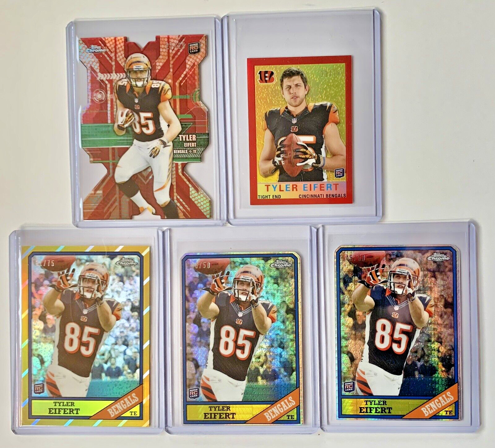2013 Topps Chrome Tyler Eifert rookie insert lot X 5 /25 /50 Red Gold Refractor