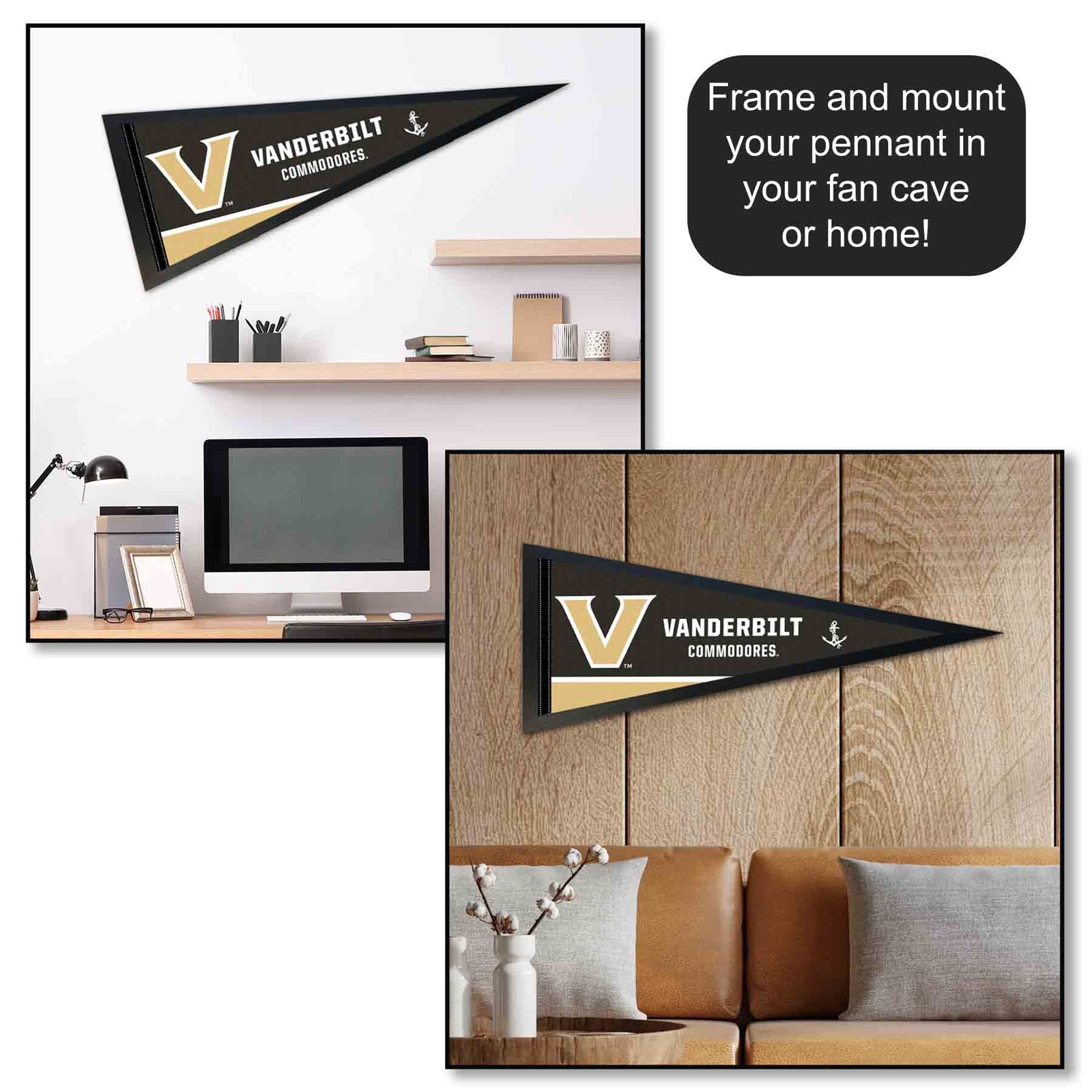 Vanderbilt Commodores 12 in X 30 in Wordmark College Pennant