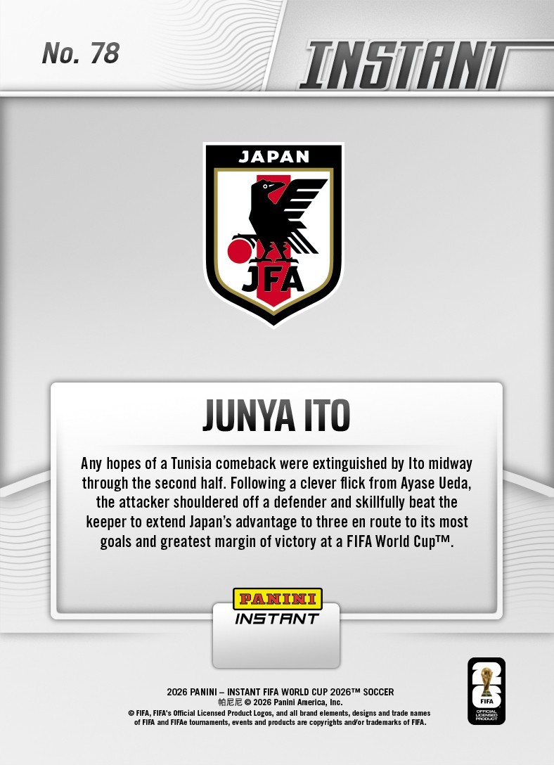 2026 Panini Instant FIFA World Cup #78 Junya Ito Japan PRESALE