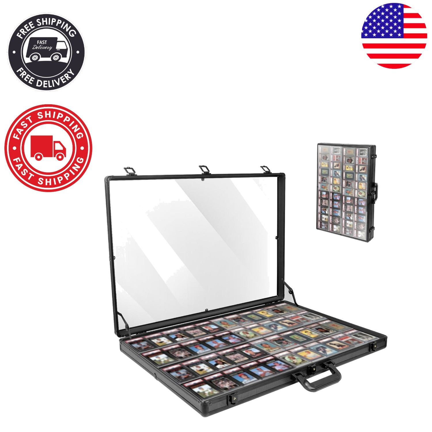 Acrylic-Covered 34 in x 22 in Aluminum Display Case for Sports & TCG Collection