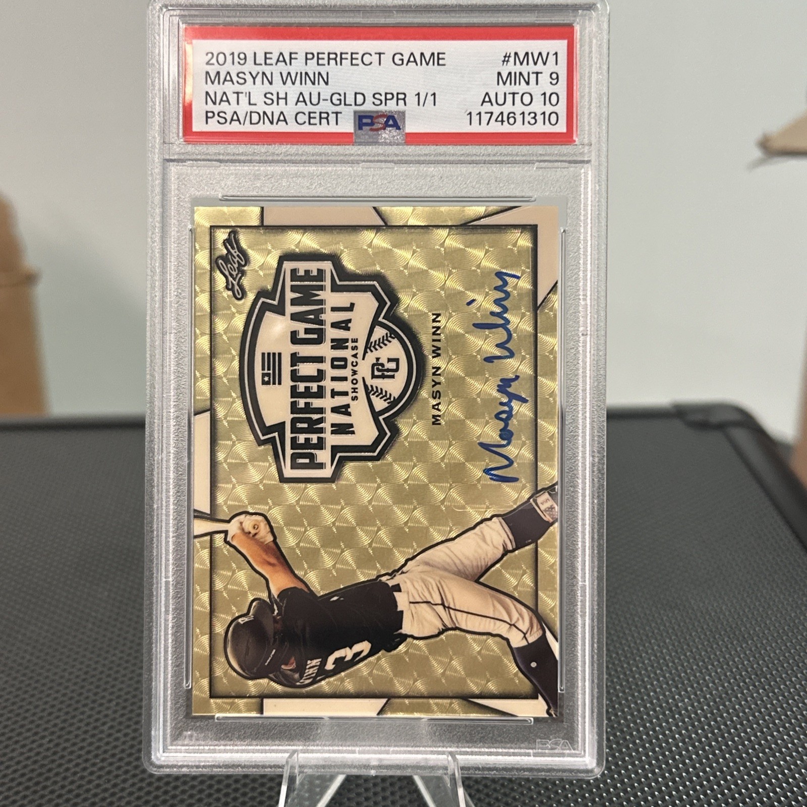 2019 Leaf PG National Showcase Prospect Auto Gold Vinyl # 1/1 Masyn Winn SPR