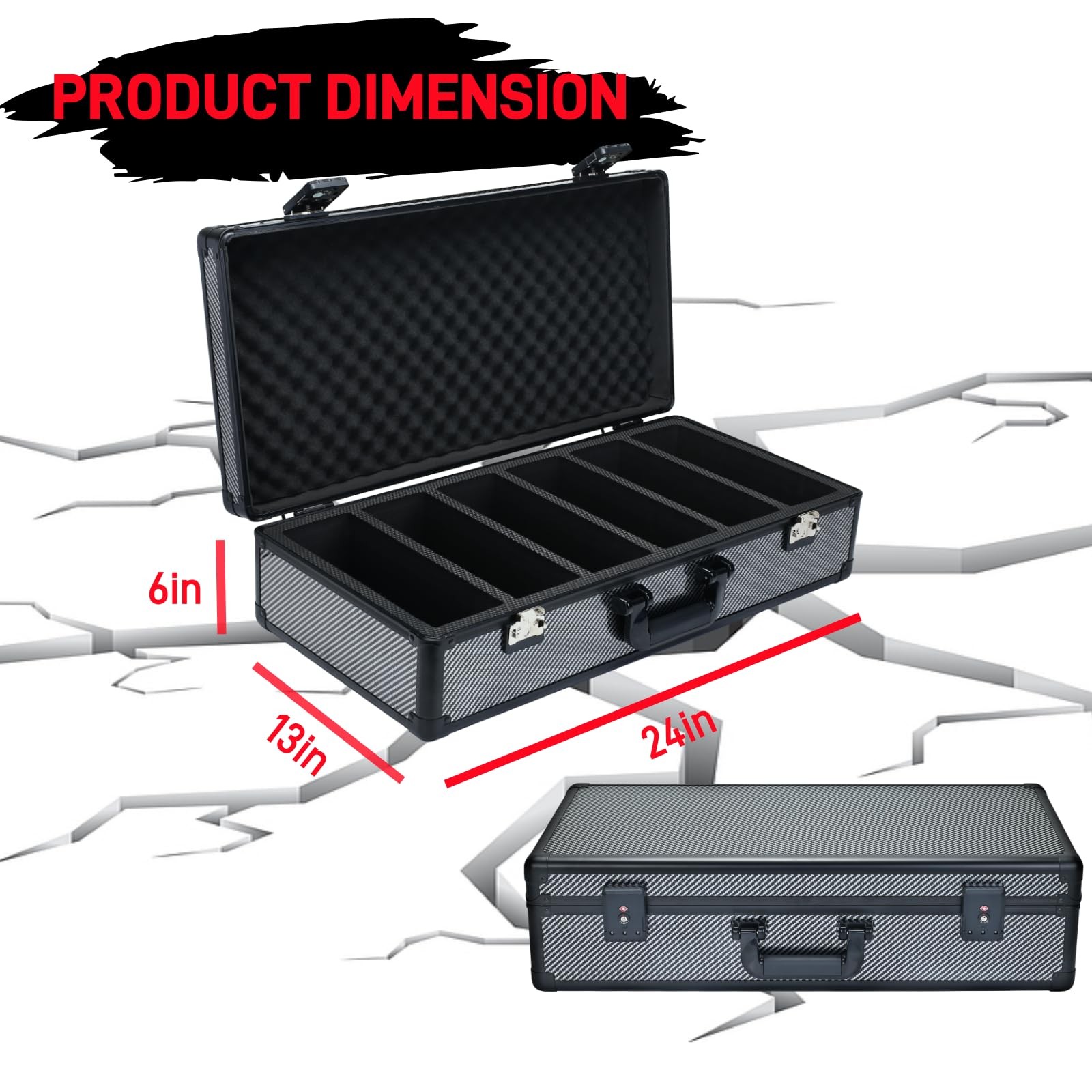 6 Row TSA Combination Lock Graded Card Storage Case for PSA Cards