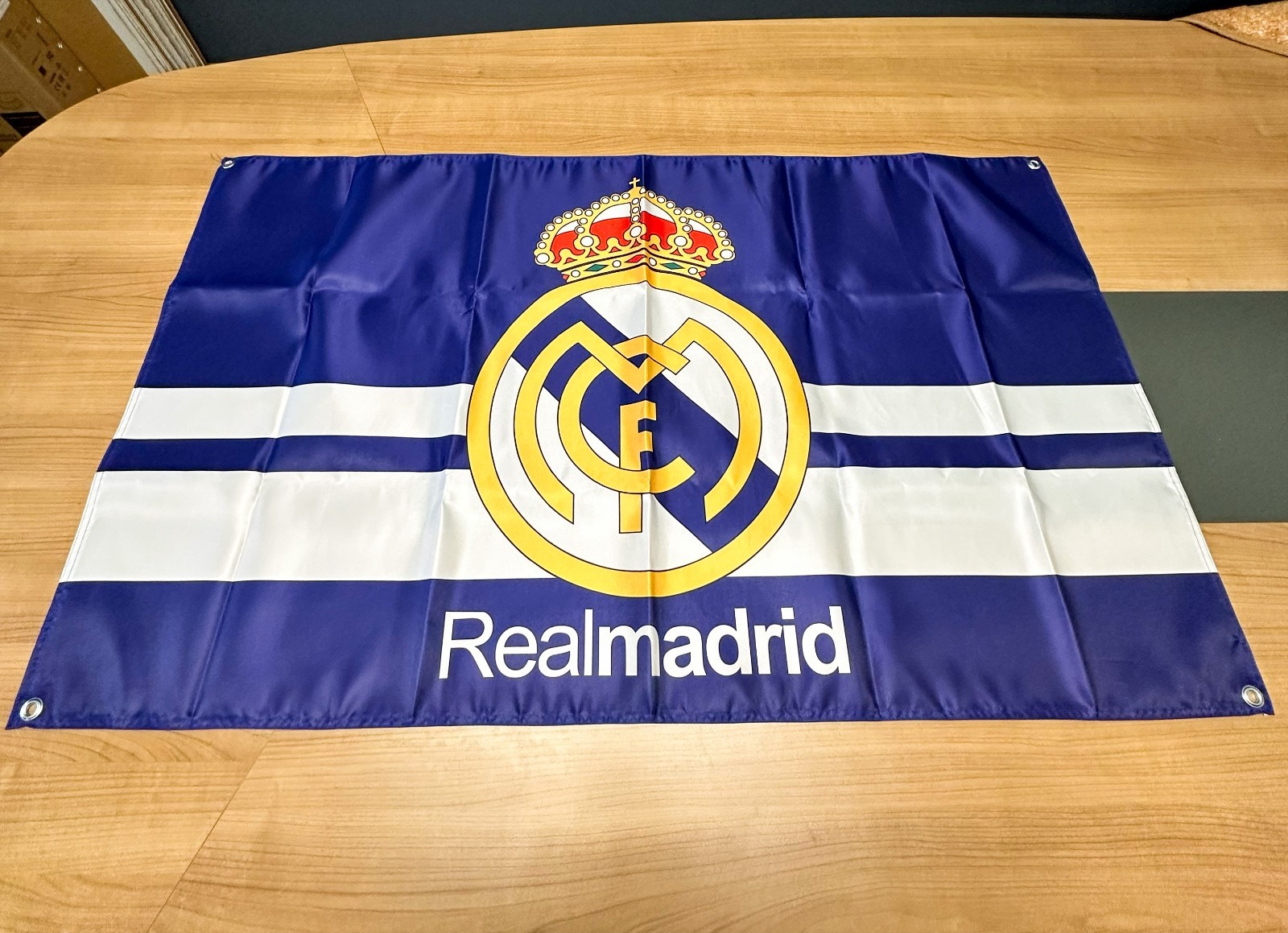 Real Madrid Classic Crest Satin Banner Flag – 120 × 70 cm (47.2” × 27.6”)