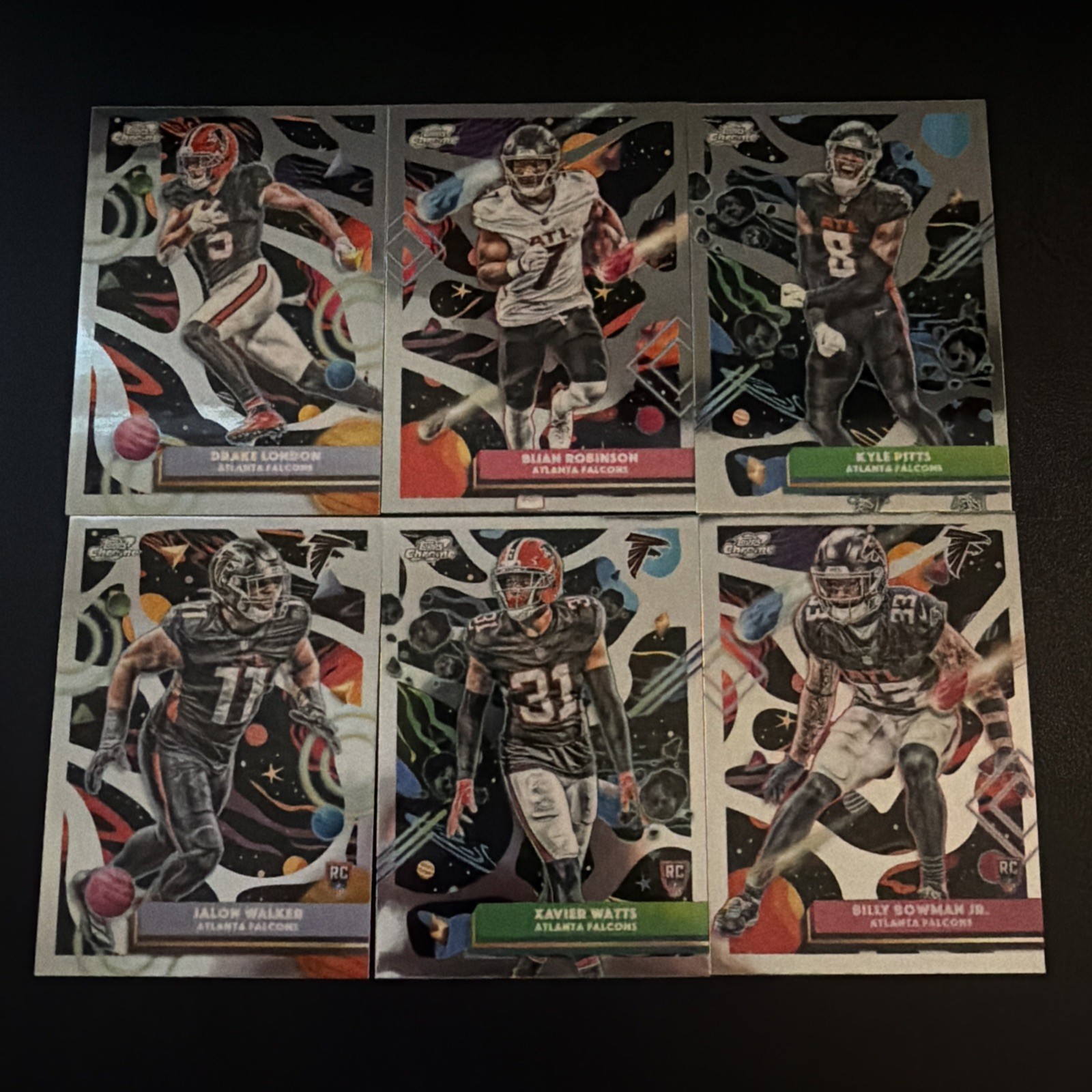 2025 Topps Chrome Cosmic Falcons 6 Card Full Team Base Set