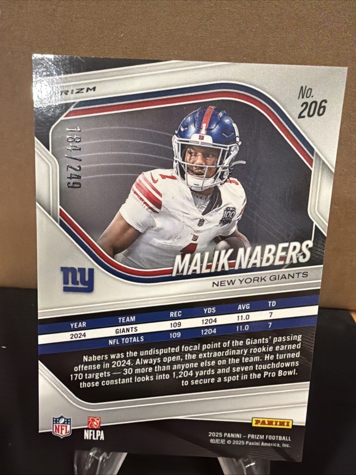 2025 Panini Prizm – Malik Nabers #206 Orange Prizm /249