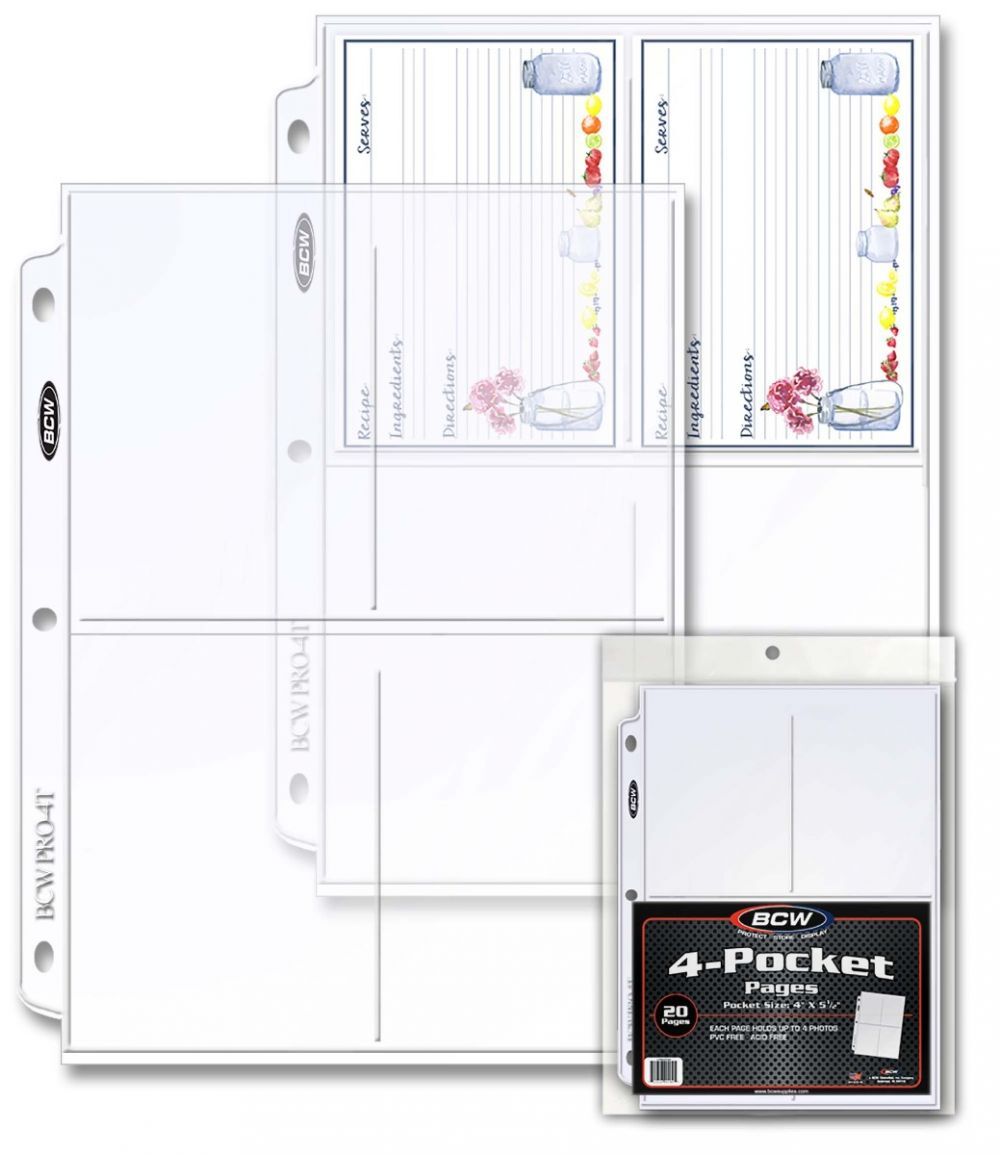 Pack of 20 PRO 4-POCKET PHOTO PAGE (1-PRO4T-20)