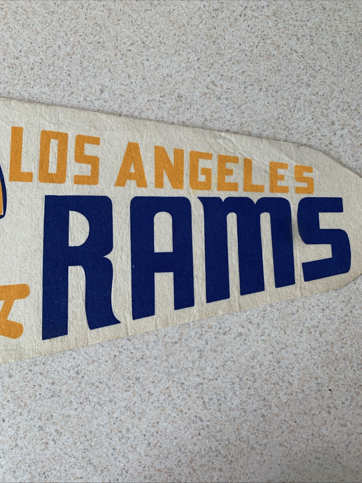 Vintage 1970’s Los Angeles Rams Pennant, Tip Cut When Bought In 80’s (see Pics)