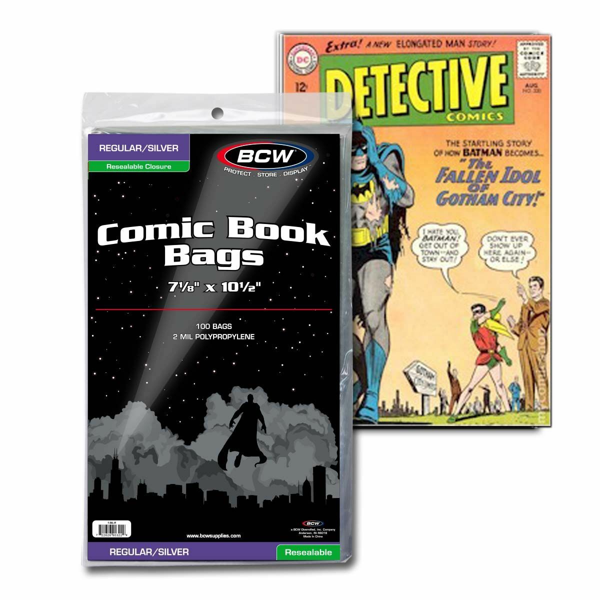 100 – BCW Silver Backing Boards & 2-Mil Resealable Polypropylene Comic Book Bags