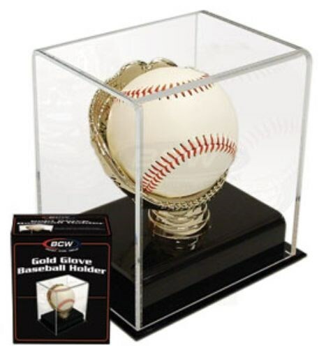 BCW #AD13 Deluxe Acrylic Gold Glove Baseball Holder black base ball display case