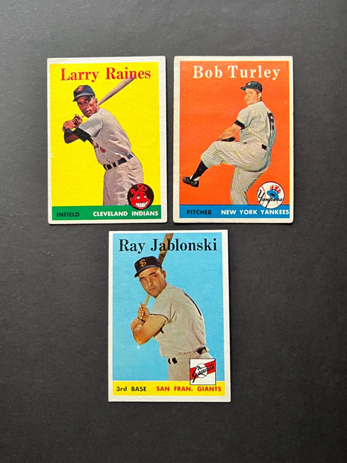 1958 TOPPS LOT OF 9 DIFFERENT PLAYER CARDS …SISLER, HAZLE, LARSEN, TURLEY…VG/EX