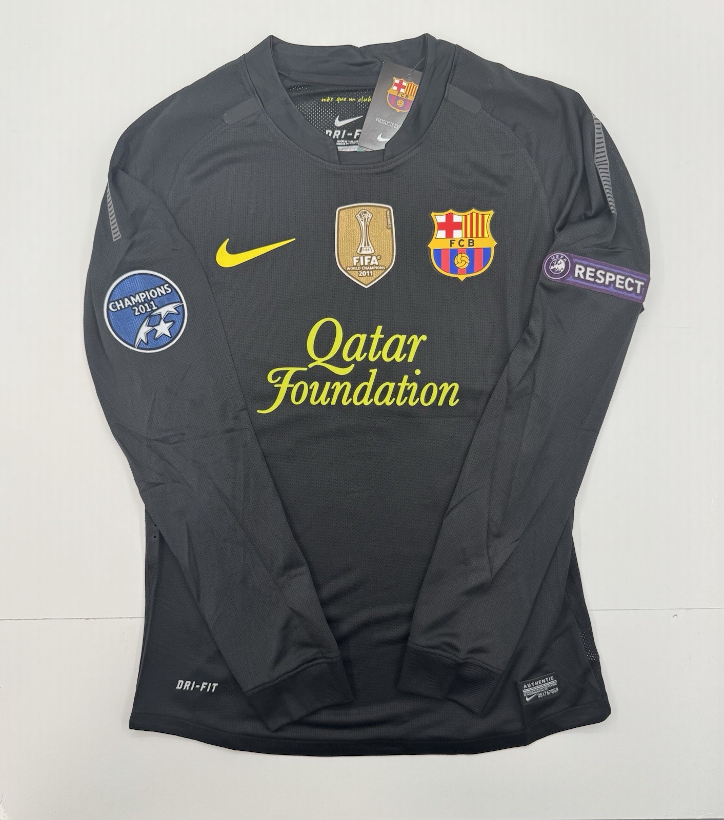 2011/12 Black Barcelona Away Retro Jersey Messi #10 Long Sleeve Vintage Iconic
