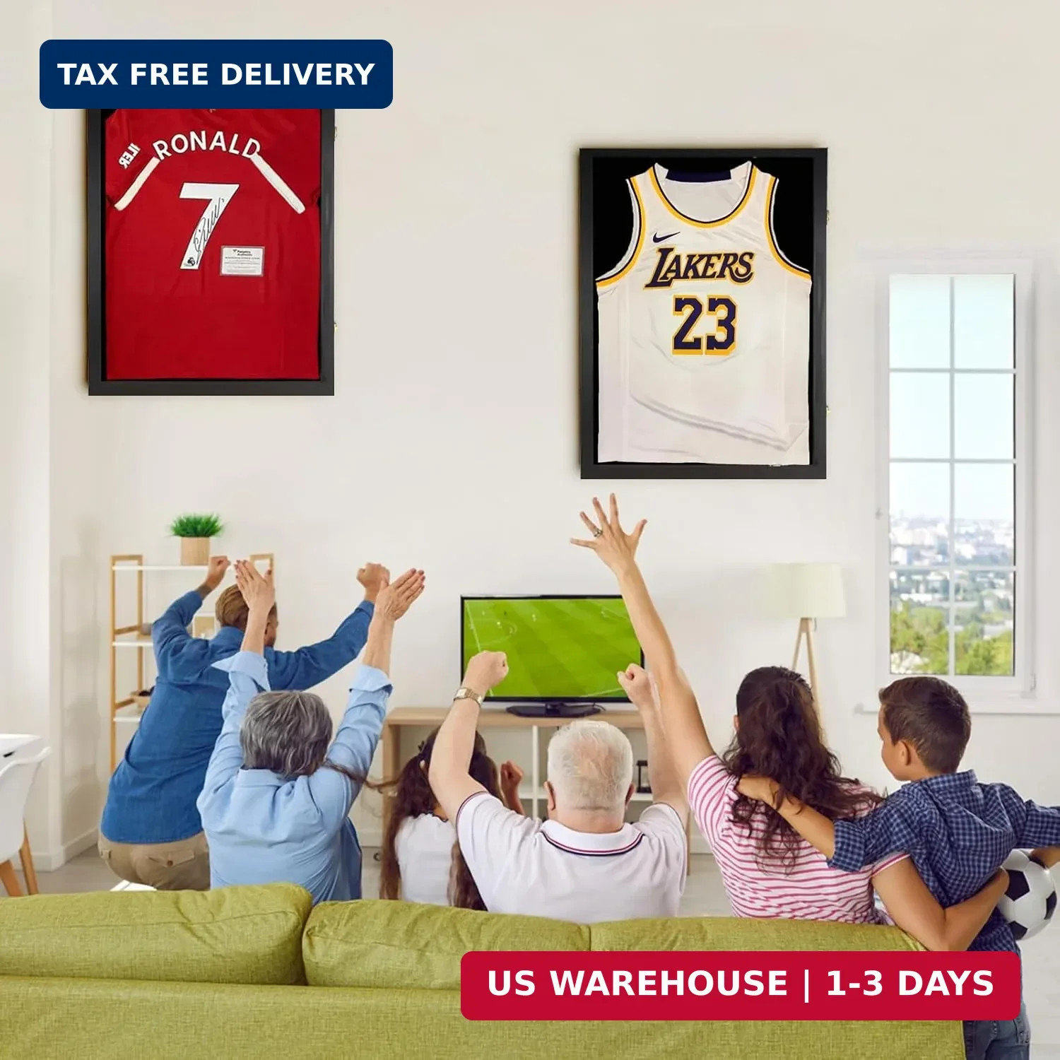 Jersey Wooden Frame Display Case -Shadow Box with 98% UV Protection Acrylic and
