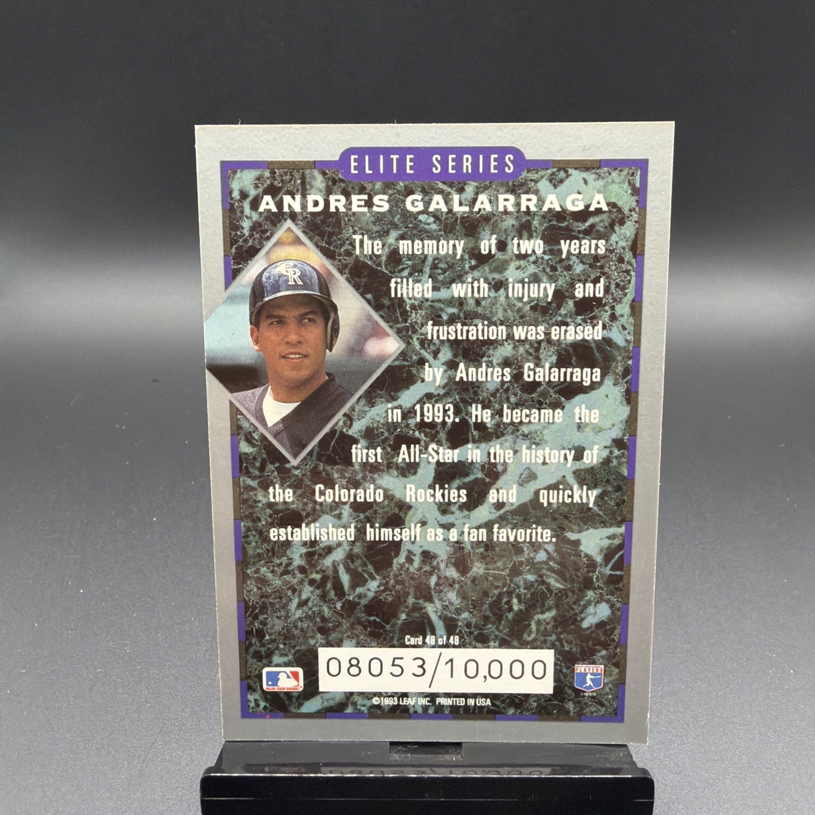Donruss 1993 Elite Series Andres Galarraga #48 Rockies Serial Numbered /10000