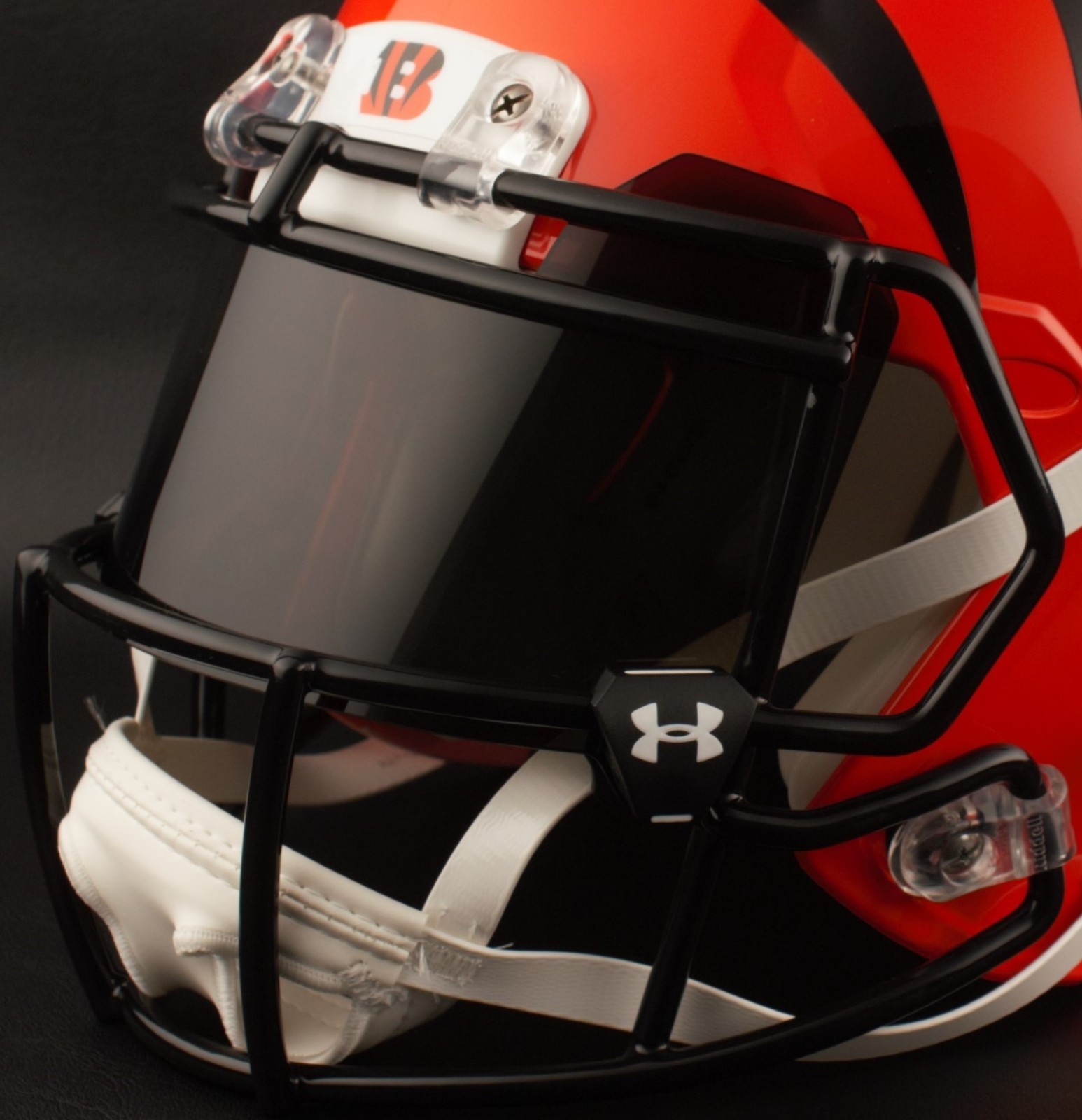 CINCINNATI BENGALS NFL Football Helmet with BLACK-TINT Visor / Eye Shield