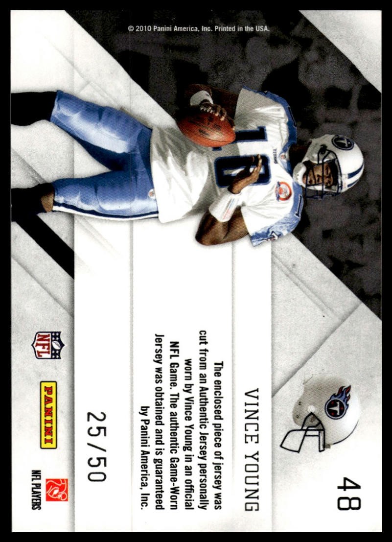2010 Prestige Vince Young Prestigious Pros Materials Gold #/50 Titans