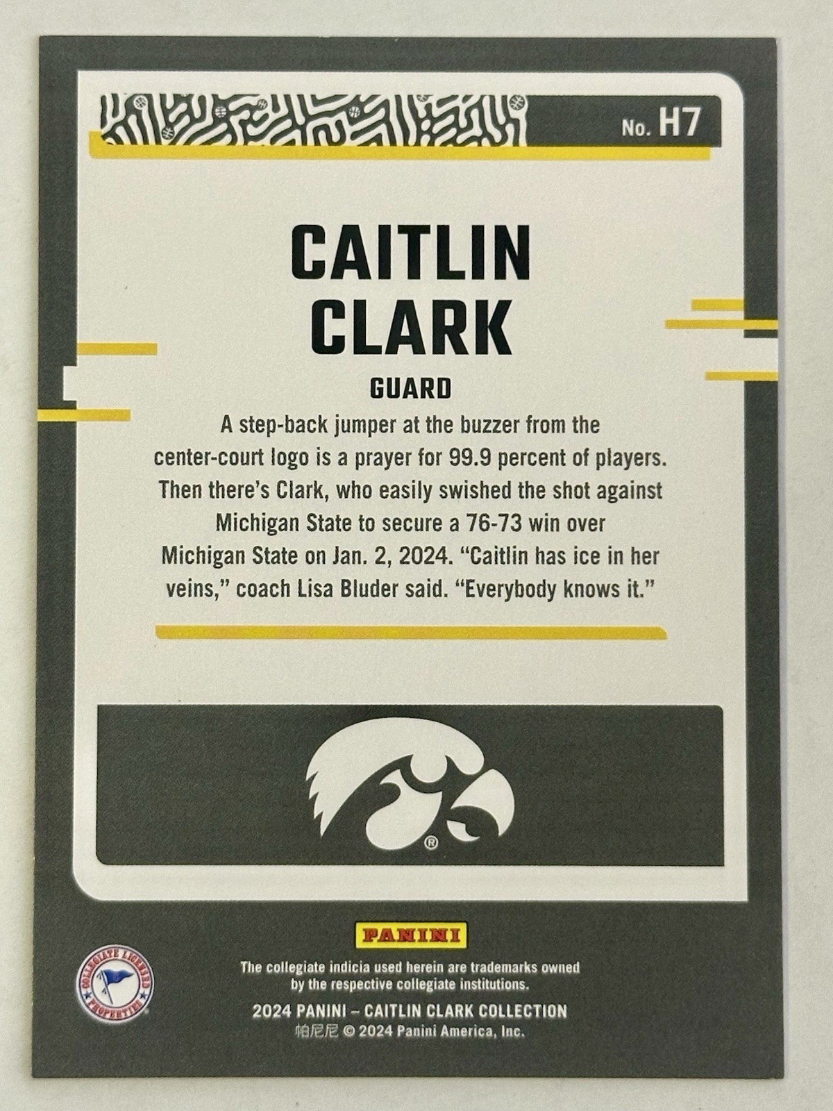 2024 Panini Caitlin Clark Collection – Highlights Caitlin Clark #H7 Pink /50