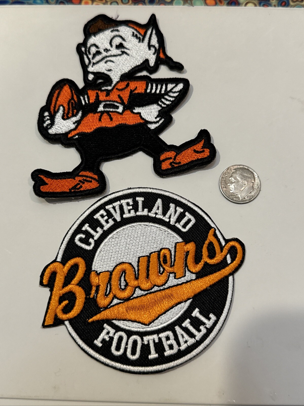 (2) Cleveland Browns Vintage Embroidered Iron On Patches Patch Lot 3” X 2.5 & 3”