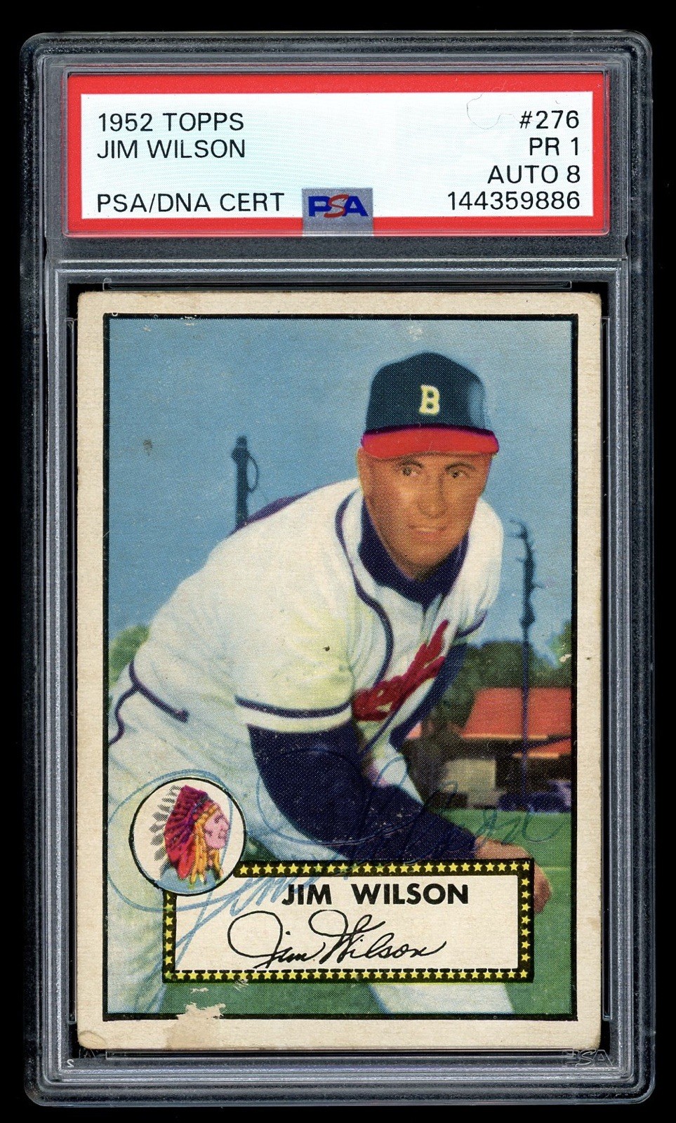 1952 Topps #276 Jim Wilson PSA/DNA Autograph PSA 1 8 Auto Well Centered RARE