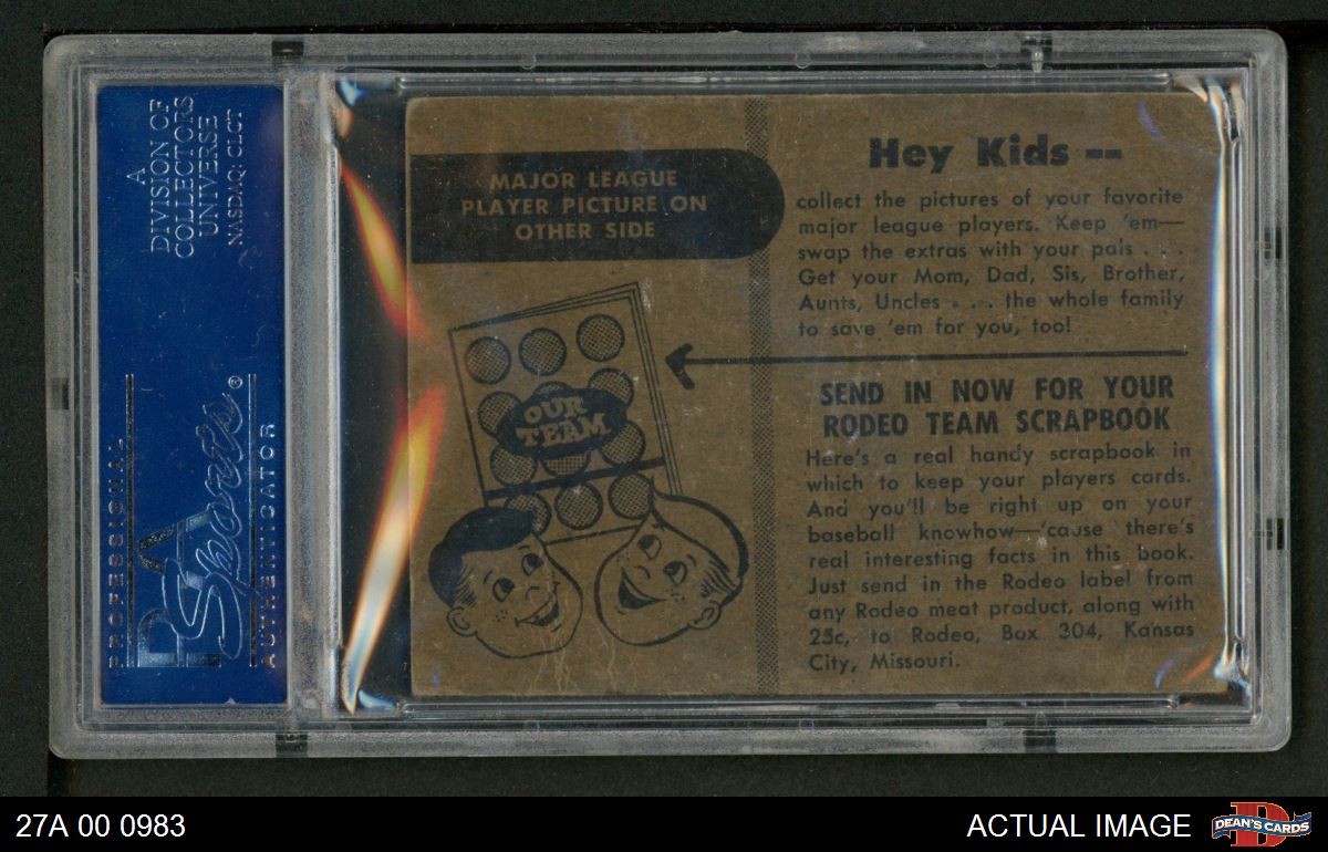1955 Rodeo Meats Gus Zernial Athletics PSA 2 – GOOD