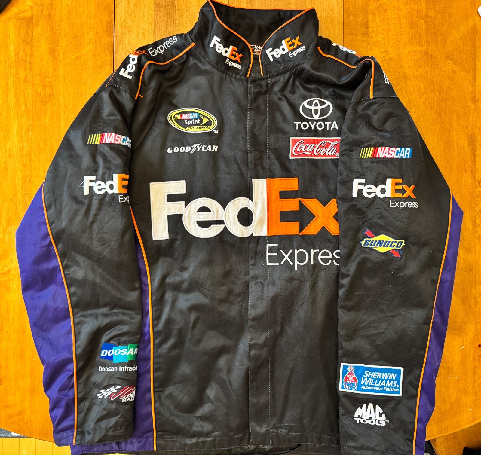 Denny Hamlin Chase Authentic Coat FedEx, used good condition, size Large
