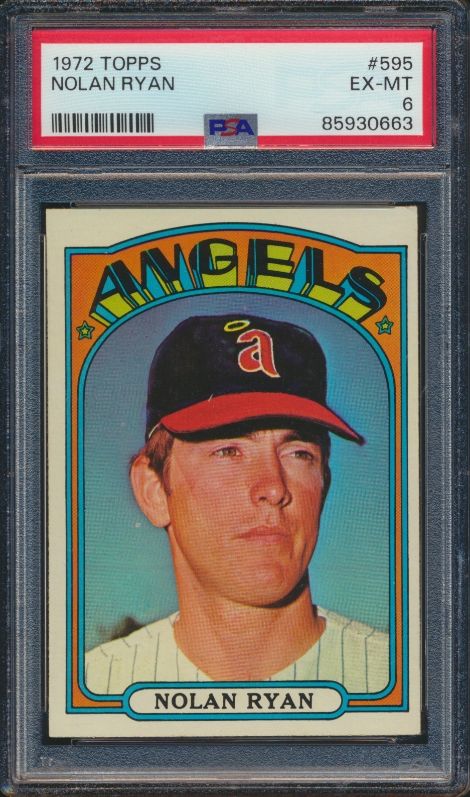 1972 TOPPS BASEBALL #595 NOLAN RYAN PSA 6 EX-MT HOF