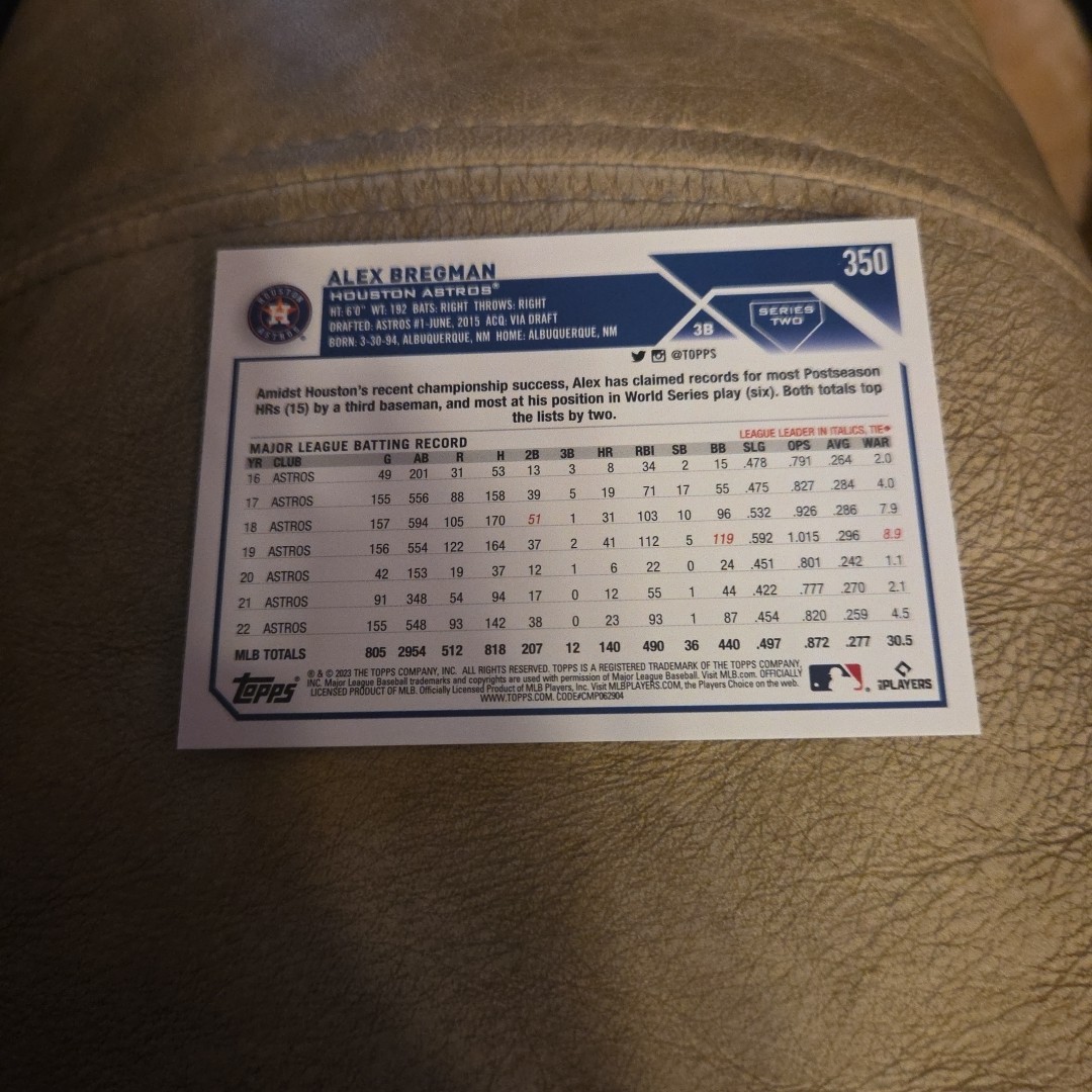2023 Topps Series 2 Alex Bregman #350 Houston Astros Baseball Card