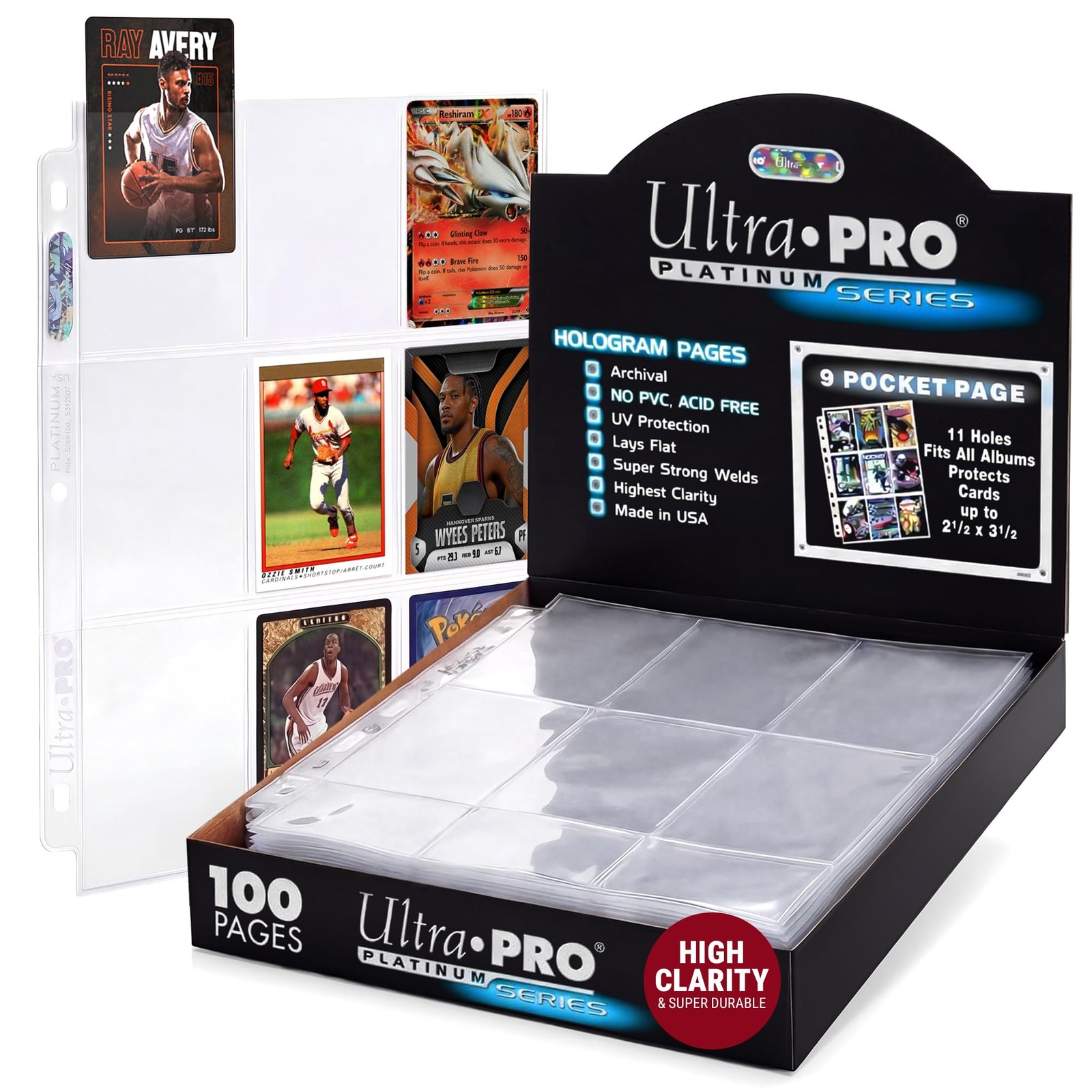 Ultra Pro Trading Card 100 count Box, Platinum Series 100ct. 9-pocket Pages