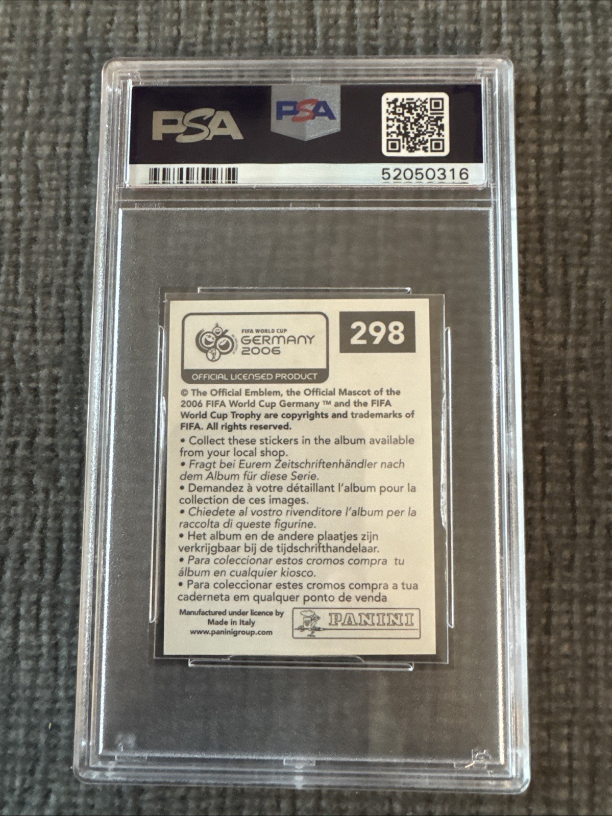 2006 Panini FIFA World Cup Germany – Cristiano Ronaldo – Sticker- PSA 9 MINT!