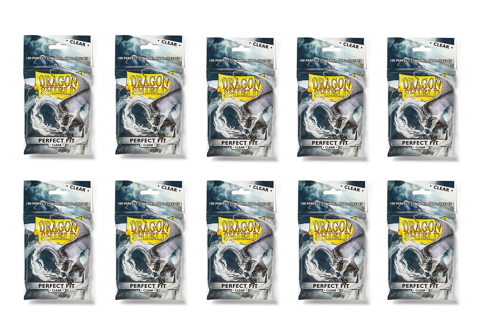 Dragon Shield 100 Standard Size Clear Perfect Fit Sleeves 10 Packs