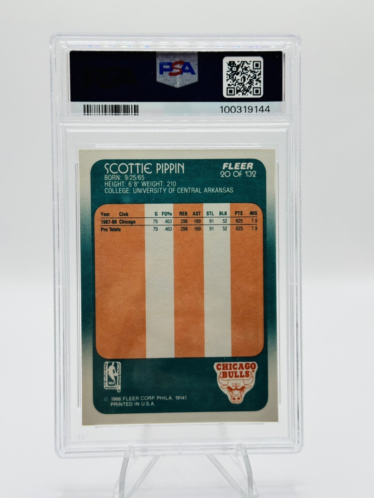 1988 Fleer Basketball #20 Scottie Pippen RC NM-MT PSA 8