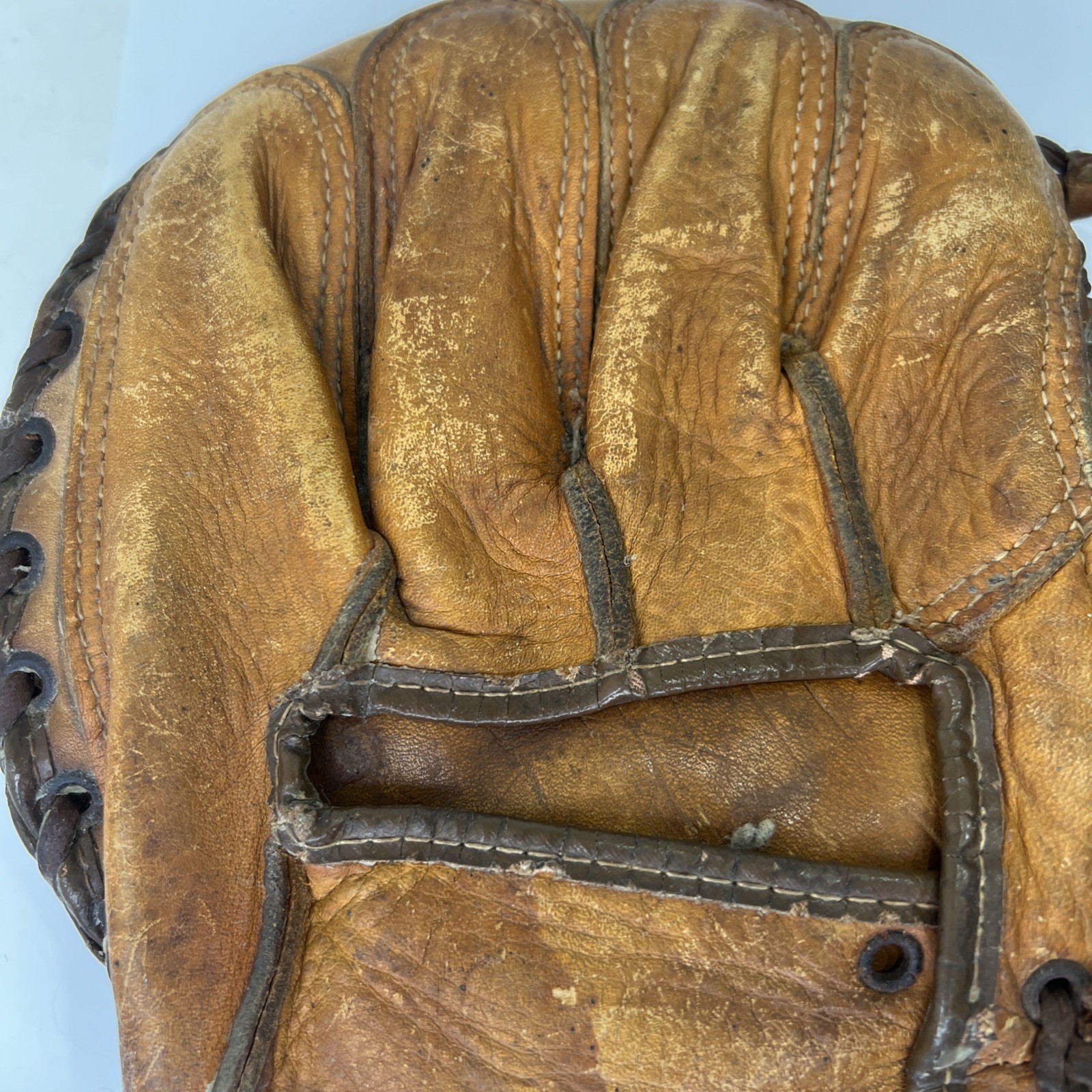 Vintage 1950s Denkert Catchers Mitt Ed Bailey M221 Hinge Pad Made In USA
