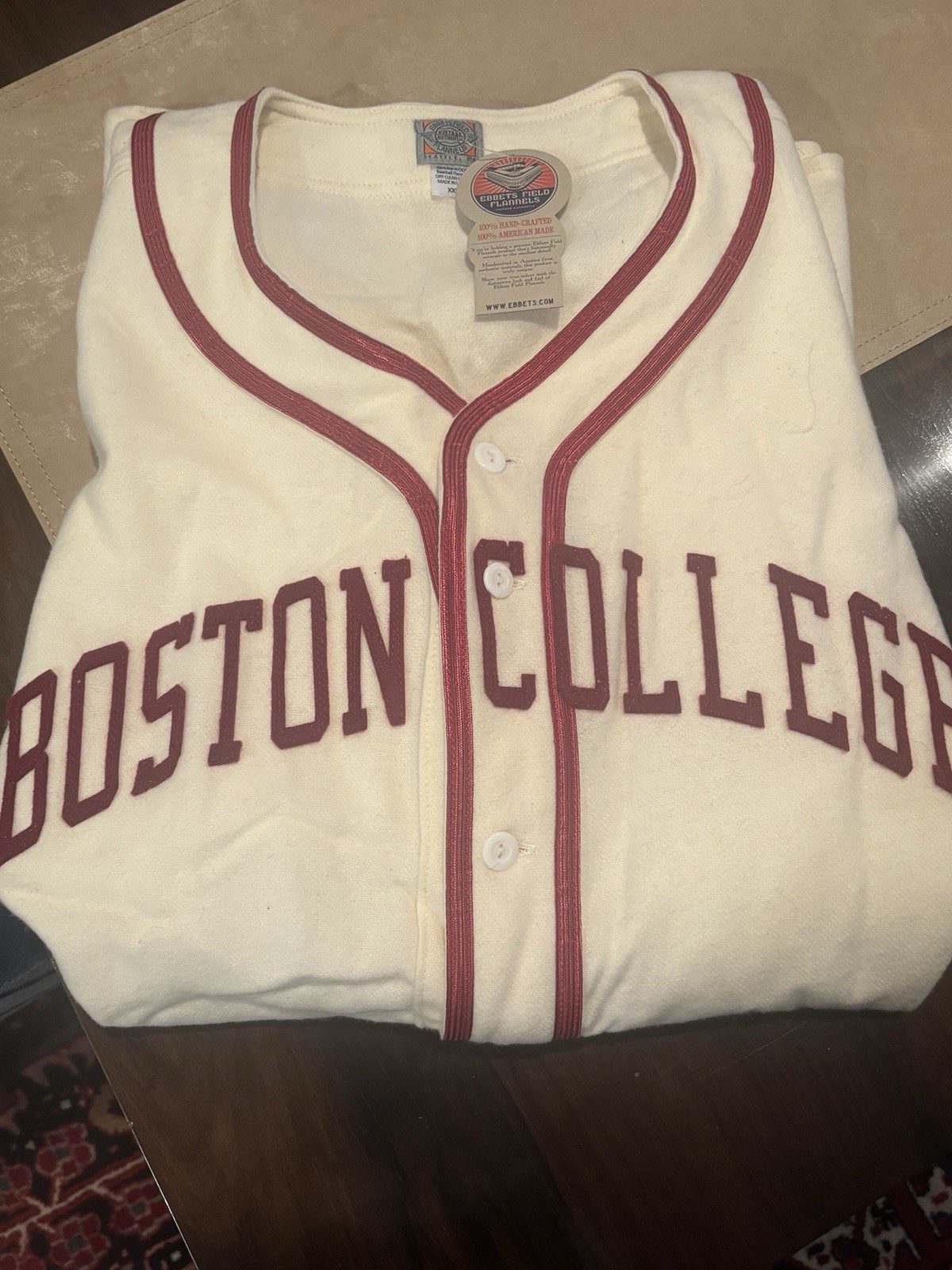 Ebbets Field Flannels vintage-style Boson College baseball jersey NWT rare!