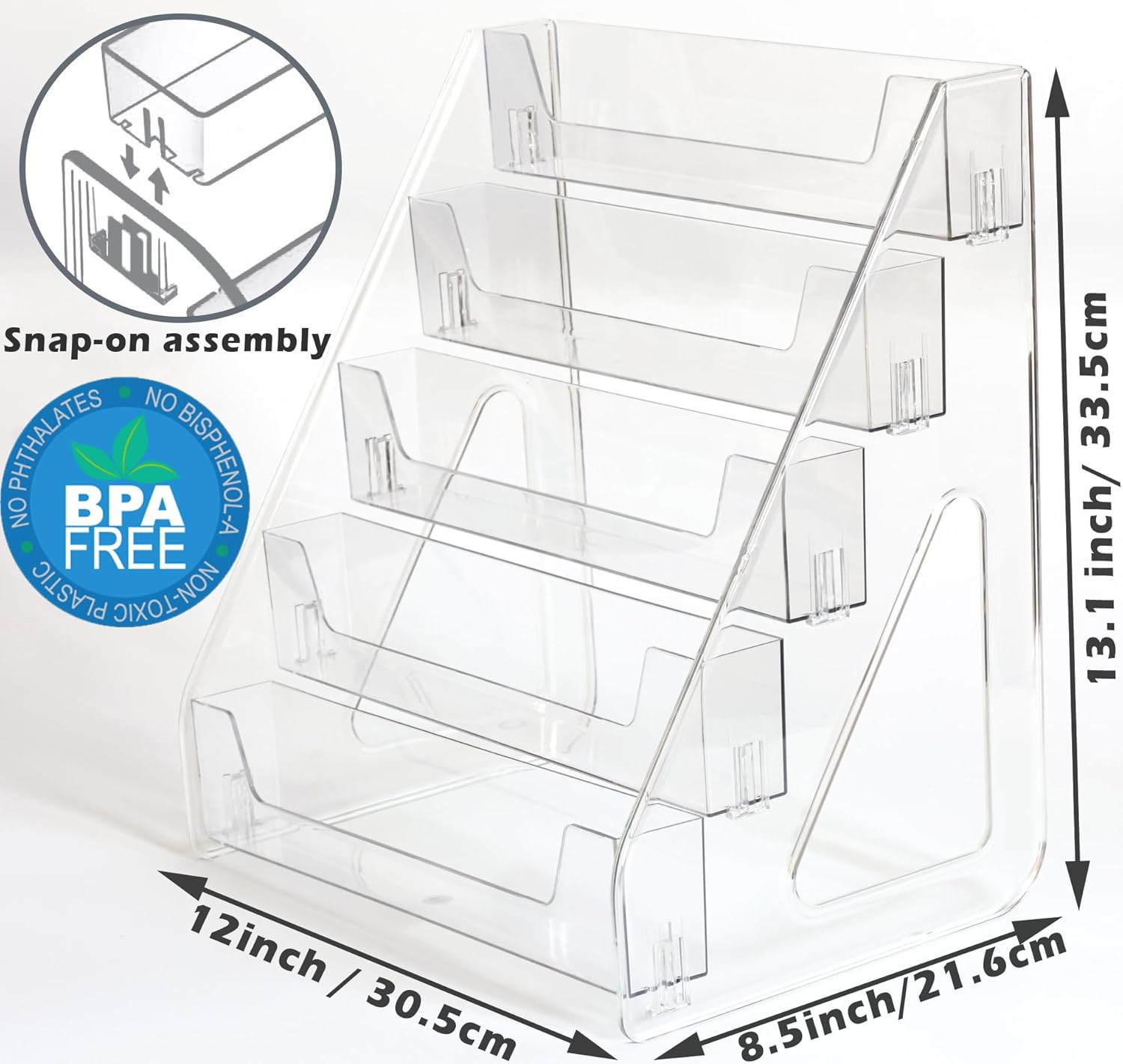 Card Display Stand set of 2, Clear 5-Tiered Shelf For Greeting Card, Stickers…