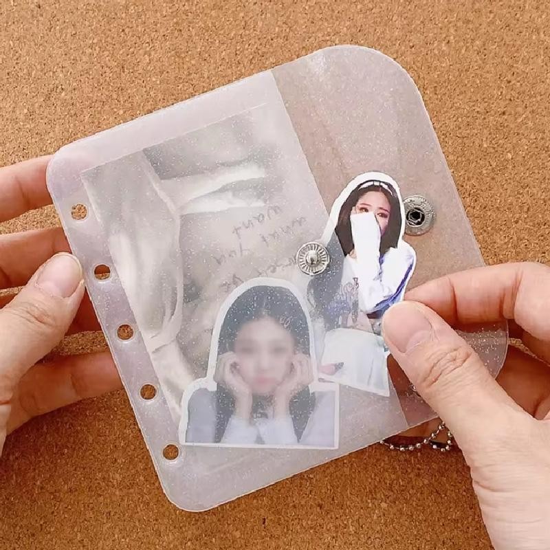 M5 5holes Loose Leaf Card Sleeve Pvc Transparent Glitter Small Fresh Storage Not