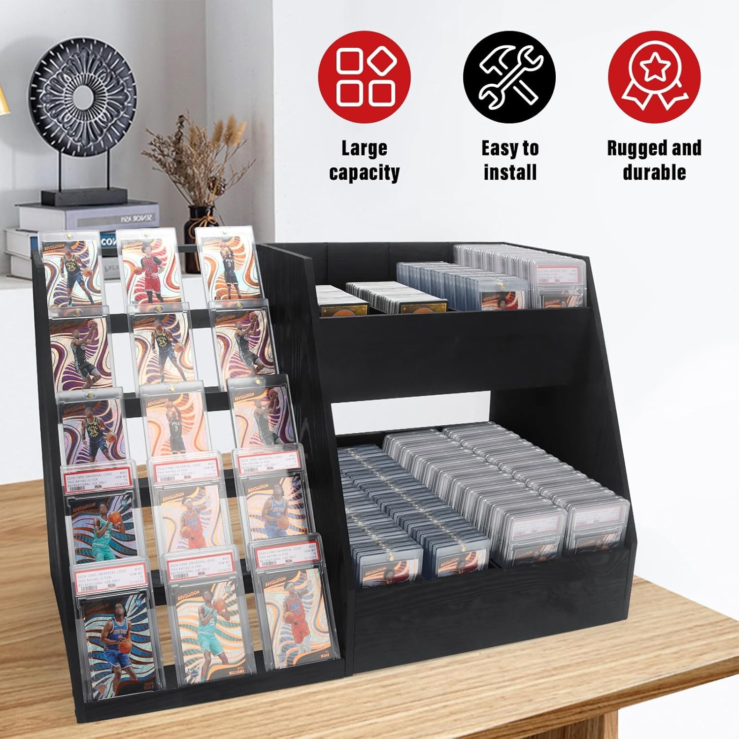 5-Tier Trading Card Display Large Capacity Card Display Stand with 8-Row Storage
